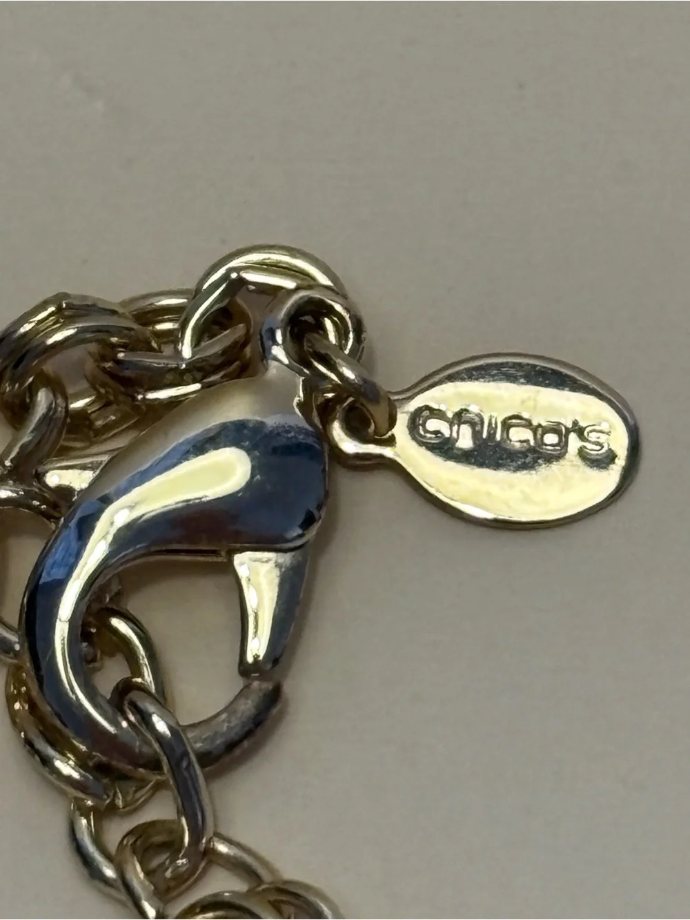 Chico’s Hammered Gold-Tone Faux Pearl Collar Necklace 16”+4”